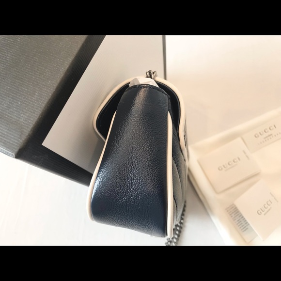 Gucci GG Marmont Super Mini Crossbody Bag Leather Blue Agata/white - Picture 4 of 10